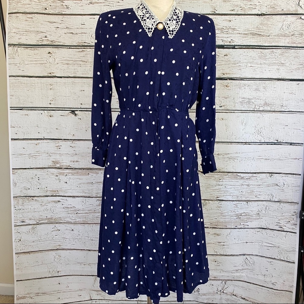 '90s Vintage Liz Claiborne lace collar dress sz 8
